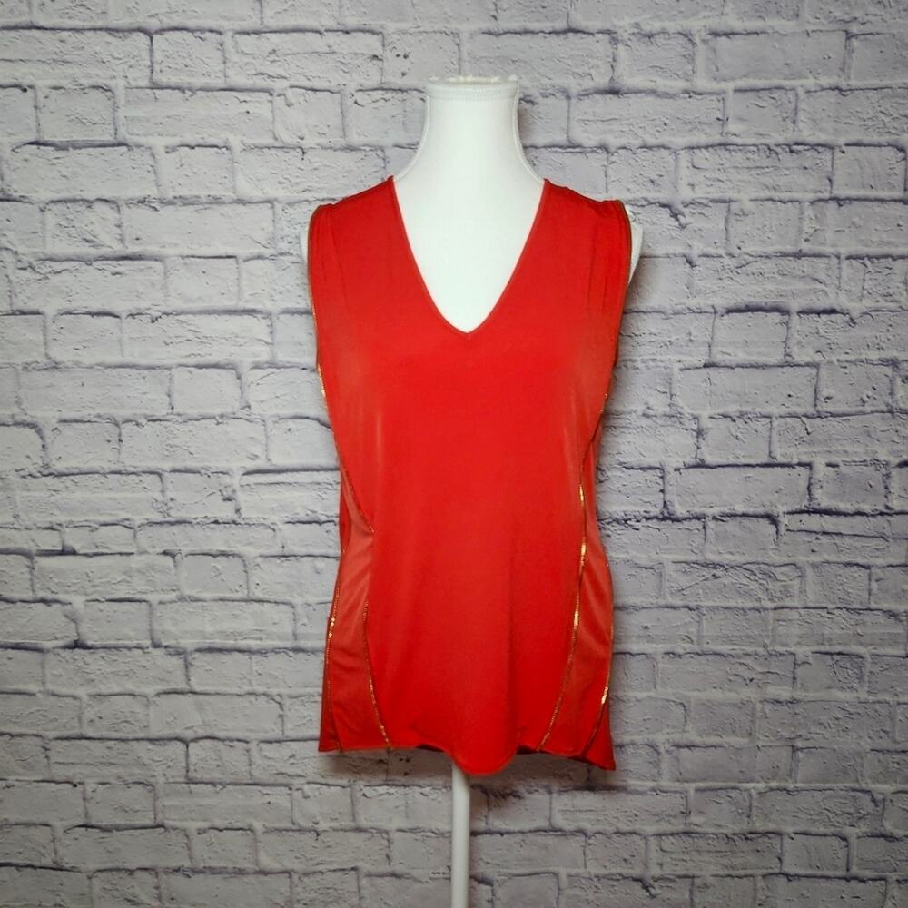 Calvin Klein NWT Womens Tank V-Neck Red Minimalist Size S